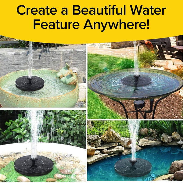 Solar Powered Magic Floating Water Fountain for your Garden, Pond, Pool, Birdbath, Backyard